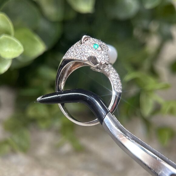 Panther Bypass Pearl 925 Silver Ring - Picture 8 of 12